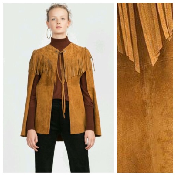 Zara Jackets & Coats Nwt Zara Studio Fringe With Leather Fringe